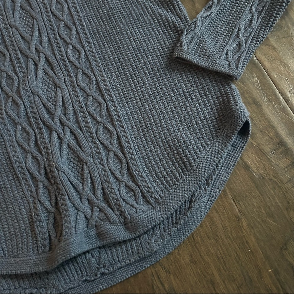 Vintage Preppy Navy Cable Knit Scoop Neck Sweater Jeanne Pierre L - Picture 6 of 9